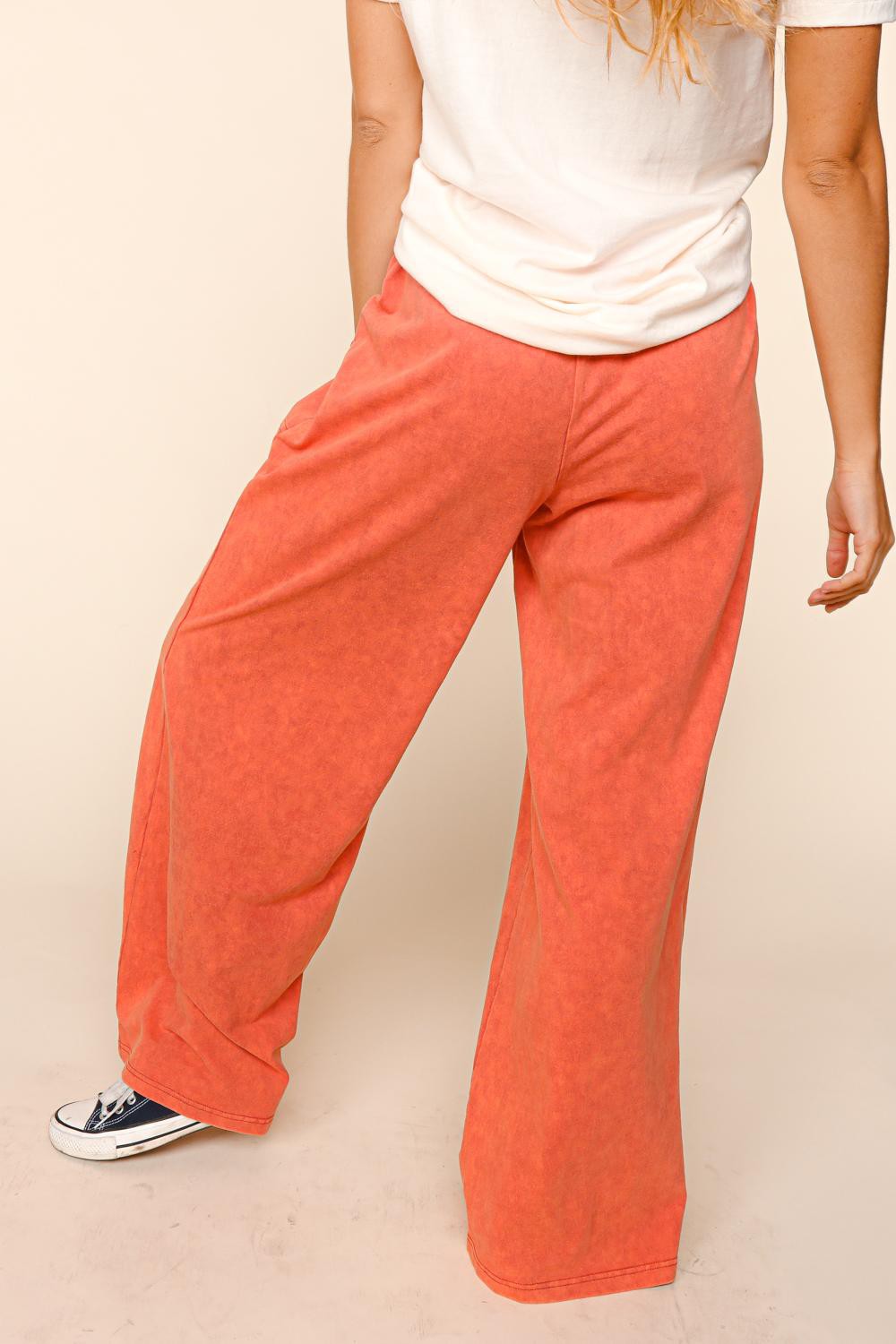 Mineral Wash Wide Pants With Side Pockets