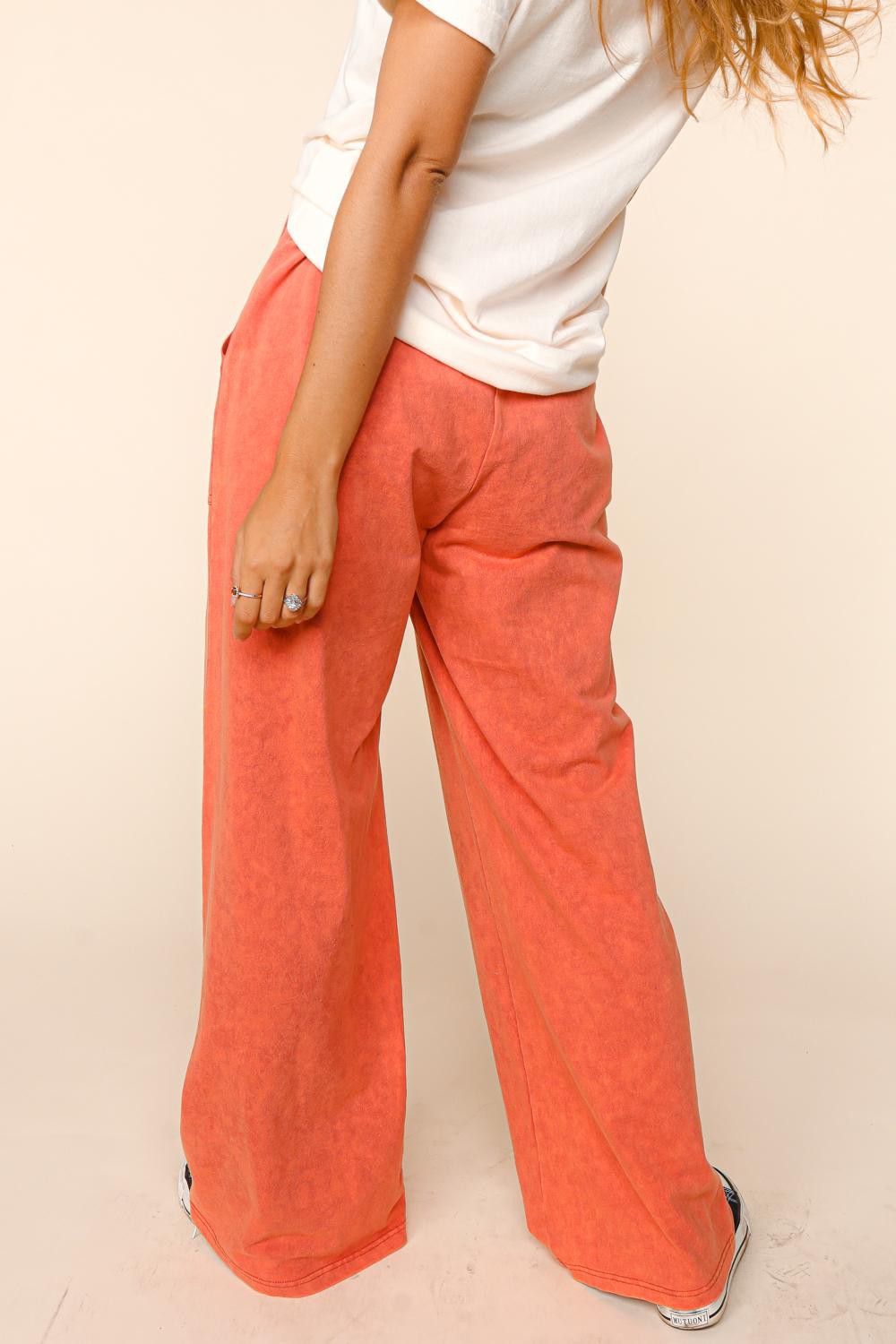 Mineral Wash Wide Pants With Side Pockets